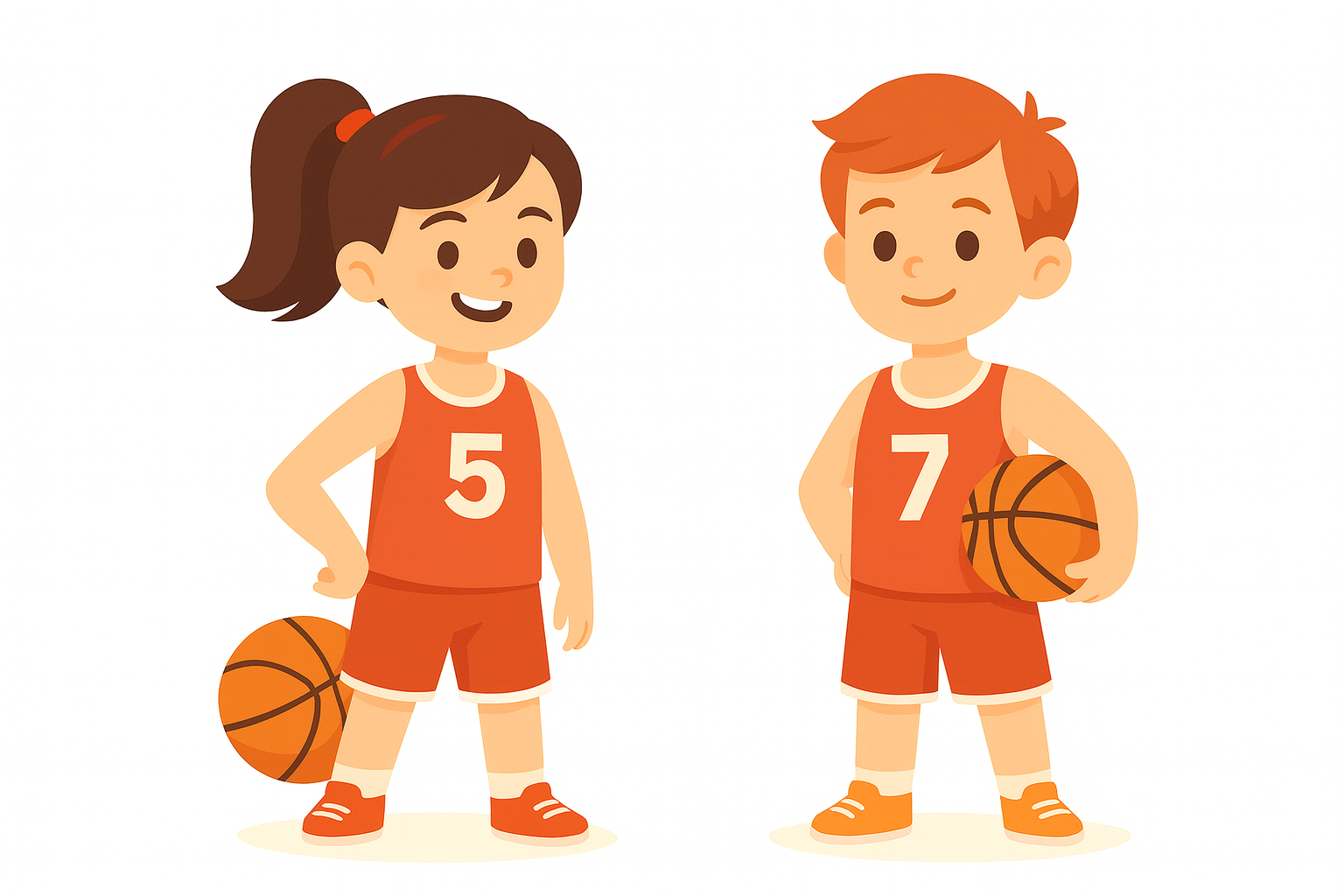 Children playing basketball with coach